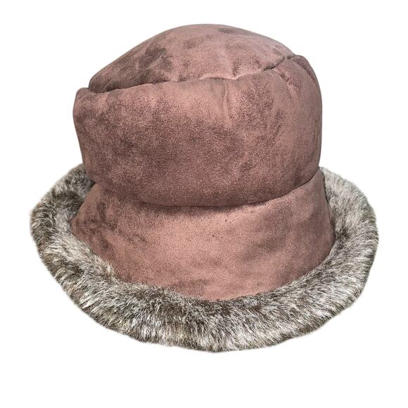 Daniele Meucci Faux Fur Bucket Hat Brown Florence Italy OS Mob Wife Winter Luxe - Picture 3 of 14